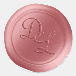 Lachs Pink 2 Letter Monogram Wachs Siegel Stickers
