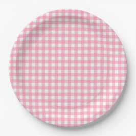 Lachs Pink Gingham Kariert Pappteller