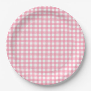 Lachs Pink Gingham Kariert Pappteller