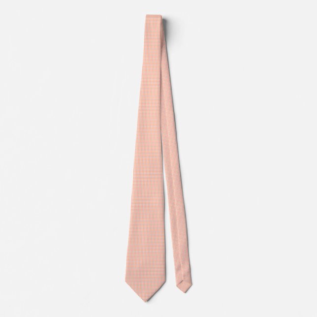 Lachs Pink Gingham Krawatte (Vorderseite)