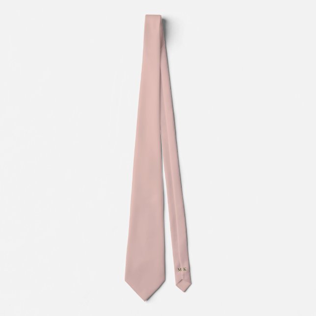 Lachs Pink Groom und Trauzeugen Initials Hochzeit Krawatte (Vorderseite)