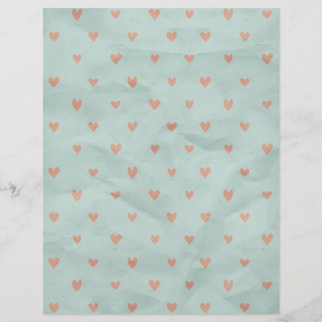 Lachs Pink Hearts Aquamarines, geknittertes Bücher (Vorderseite)