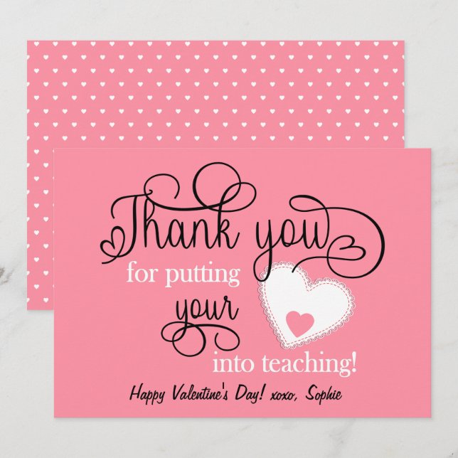 Lachs Pink-Lehrer-Valentinstag (Vorne/Hinten)