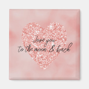 Lachs Pink Ombre Glitzer Zitat Liebe Herz Magnet