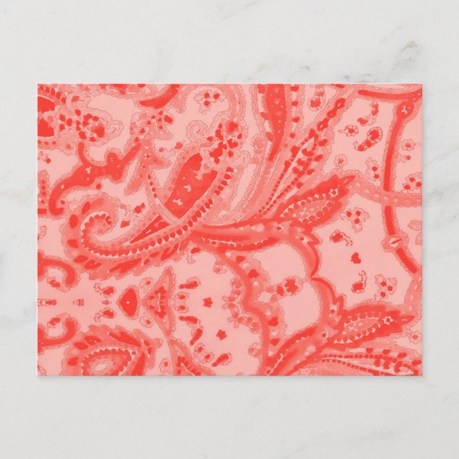 Lachs Pink Paisley Postkarte (Vorderseite)