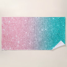 Lachs Pink & Türkise Ombre Imitate Glitzer