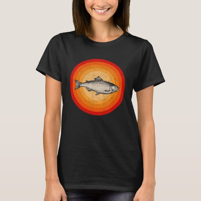 Lachs-Retro-Stil T-Shirt (Vorderseite)