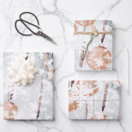 Lachs Rosa Ball Ornament Schneeflocken Geschenkpapier Set