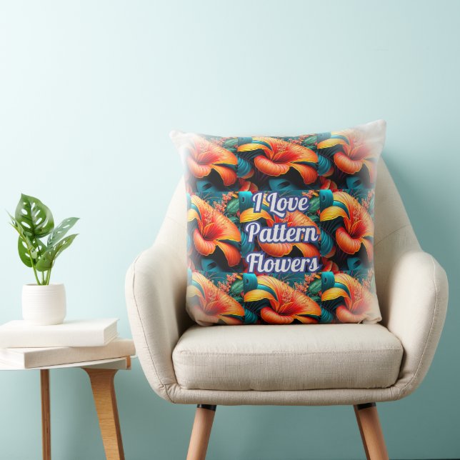 Lachs Rosa Blume Muster Kissen (Stuhl )