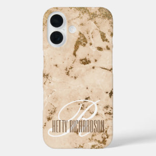 Lachs Rosa Glitzer Marmoreffekt Premium Design iPhone 16 Hülle