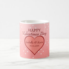 Lachs Rosa Herz Weiße Sterne Kaffeetasse