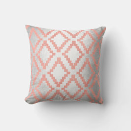 Lachs Rosa Rose Gold Ethnischer Blush Grau Silber Kissen