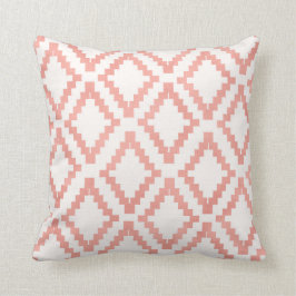 Lachs Rosa Rose Gold Ethnischer Rose Weiß Kissen