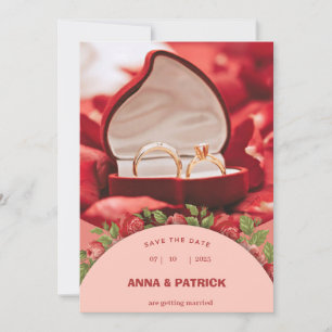 Lachs Rosa Rosen Rahmen Hochzeit Einladung