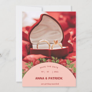 Lachs Rosa Rosen Rahmen Hochzeit Einladung