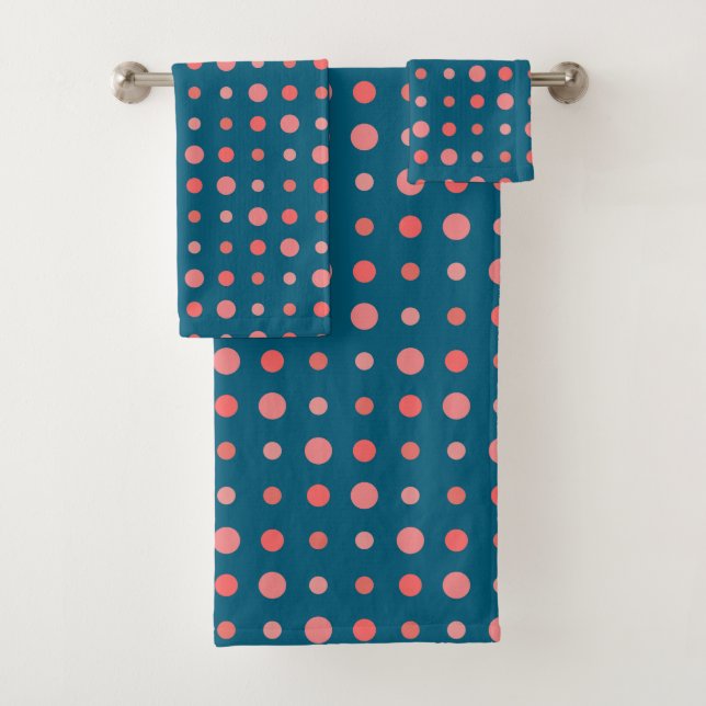 Lachs, rosa und blaue Punkte Badhandtuch Set (Insitu)