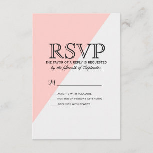 Lachs Rosa und Graue zwei Tone RSVP Karte
