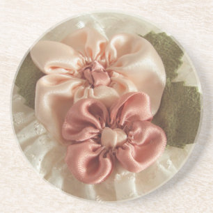 Lachs Rosa und Pfirsichfarben Blume Untersetzer