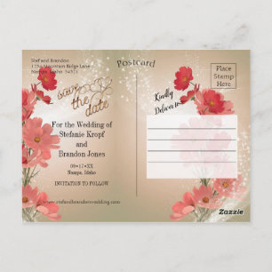 Lachs & Rote Blume/Goldtrimmung Postkarte
