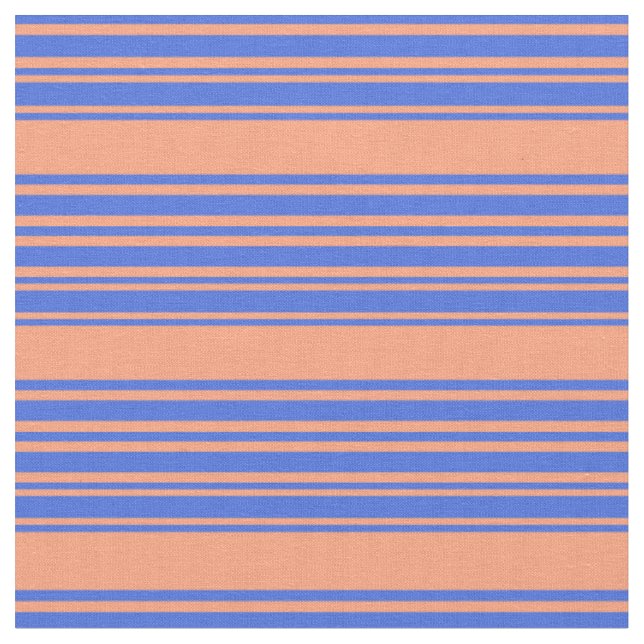 Lachs & Royal Blue Lined/Streifen Muster Stoff (Nahaufnahme)