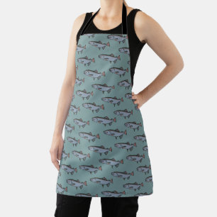 Lachs Schwimmen Muster PNW Fischfang Fluss Schürze