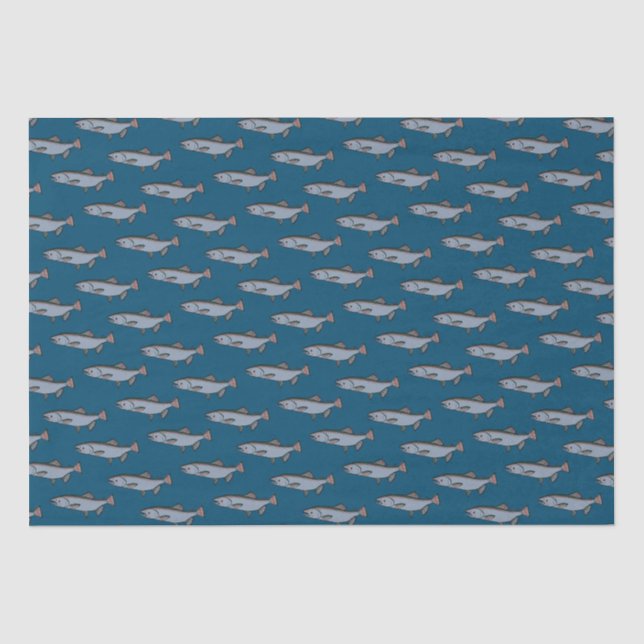 Lachs Schwimmmuster PNW Fischen Geschenkwrake Seidenpapier (Vorderseite)