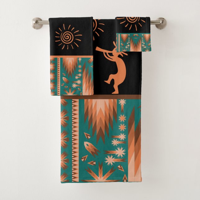Lachs Southwestern Kokopelli Badetuch Set (Insitu)