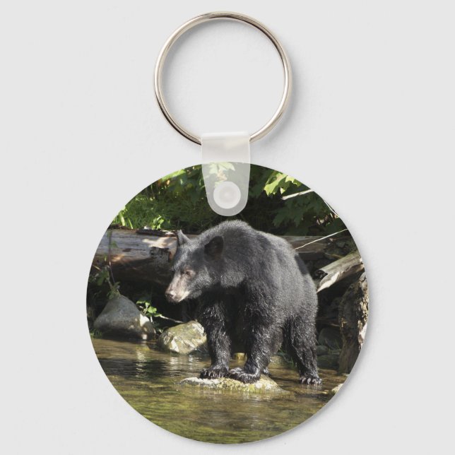 "Lachs Spotting" Geschenke von Schwarzbären Schlüsselanhänger (Vorderseite)
