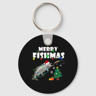 Lachs Steelhead Frohe Fischweihnacht Weihnachtskön Schlüsselanhänger