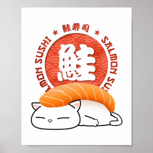 Lachs Sushi Cat Poster