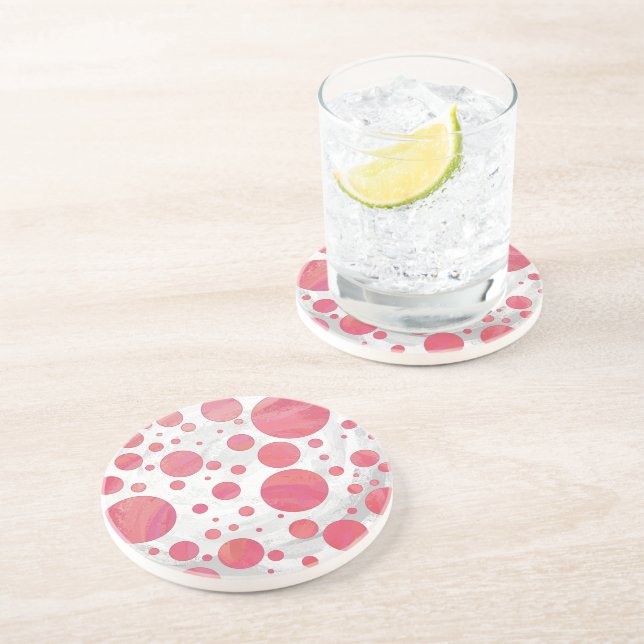 Lachs Swirl Dot Pattern Sandstein Untersetzer (Seite)