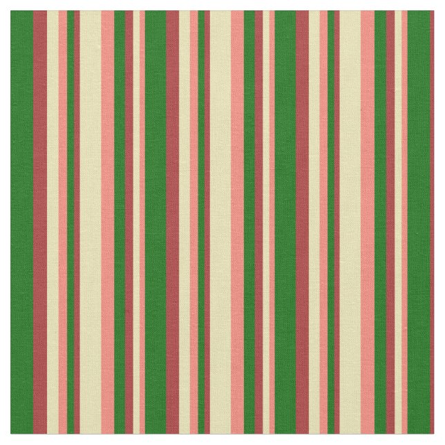 Lachs, Tan, Brown & Dark Green Pattern Stoff (Nahaufnahme)