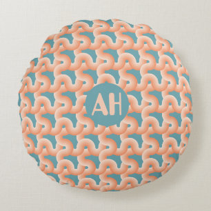Lachs und Aquamarines Knot Monogram Kissen Kissen