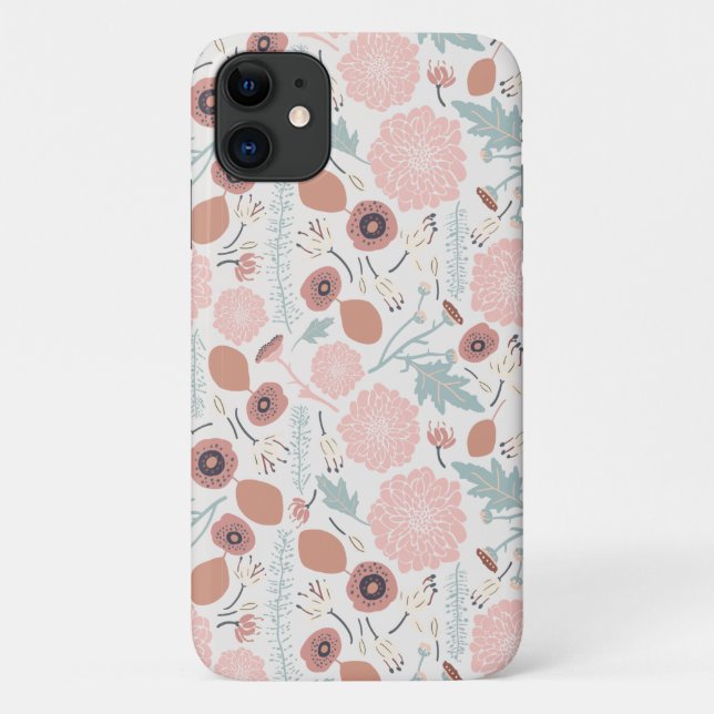 Lachs und Blauer Blume Mix Case-Mate iPhone Hülle (Rückseite)