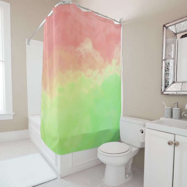 Lachs und Limone Abstrakte Wolken Duschvorhang (Beispiel)