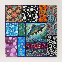 Lachs Verrückte Patchwork-Blumen-Whimsical-Bunt