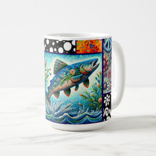 Lachs Verrückte Patchwork-Blumen-Whimsical-Bunt Kaffeetasse