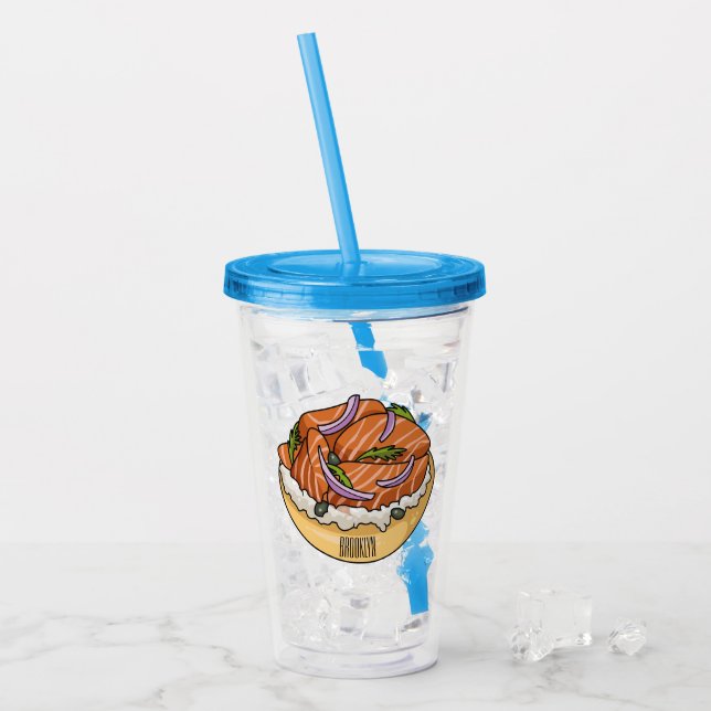 Lachsbagel-Cartoon Acryltrinkbecher (Vorderseite Ice)