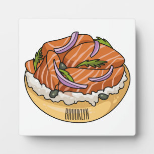Lachsbagel-Cartoon Fotoplatte