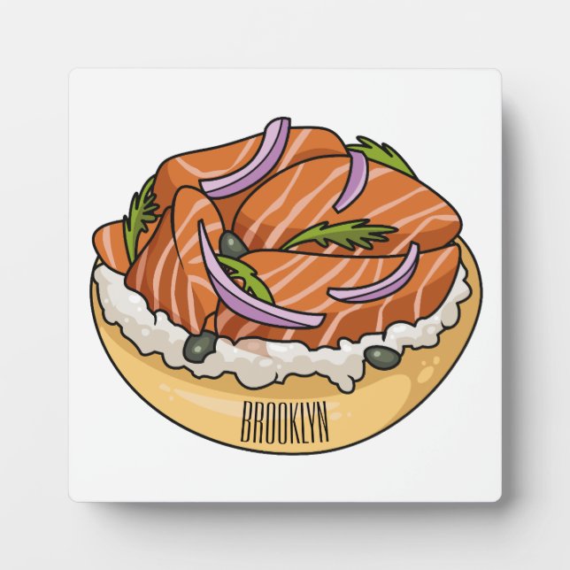 Lachsbagel-Cartoon Fotoplatte (Vorderseite)
