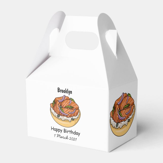 Lachsbagel-Cartoon Geschenkschachtel (Vorderseite)