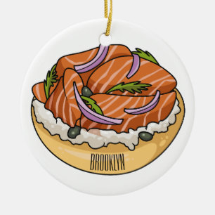 Lachsbagel-Cartoon Keramik Ornament