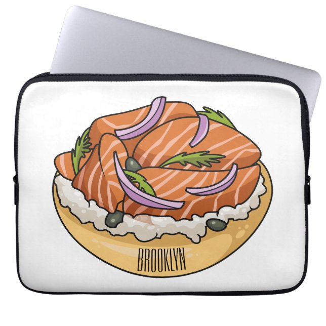 Lachsbagel-Cartoon Laptopschutzhülle (Vorderseite)