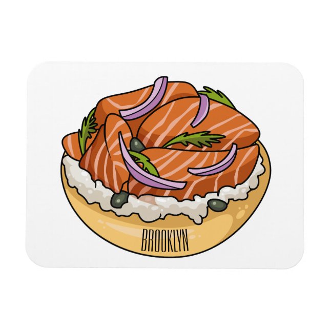Lachsbagel-Cartoon Magnet (Horizontal)