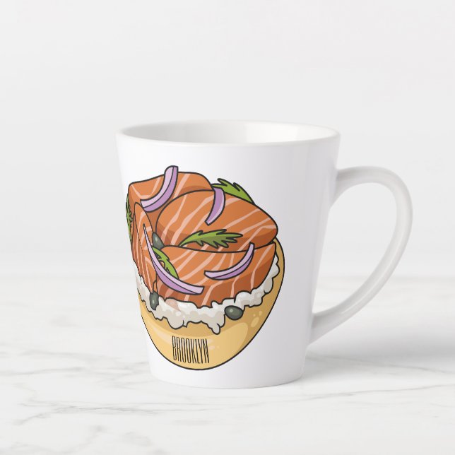 Lachsbagel-Cartoon Milchtasse (Rechts)