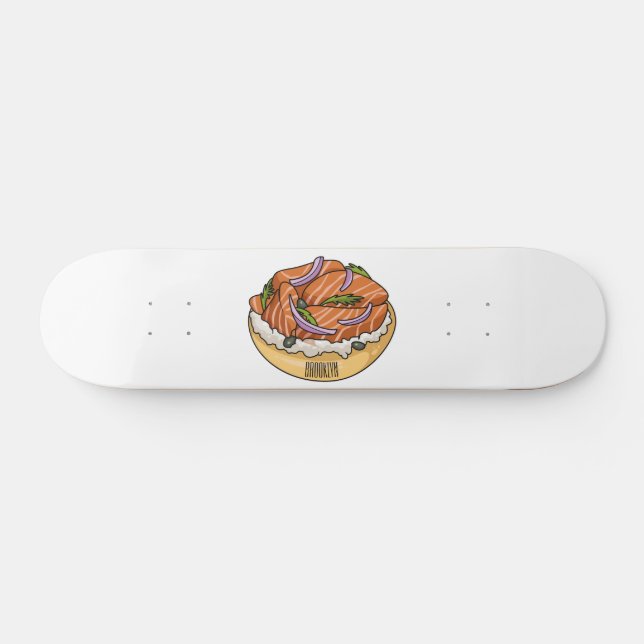 Lachsbagel-Cartoon Skateboard (Horizontal)