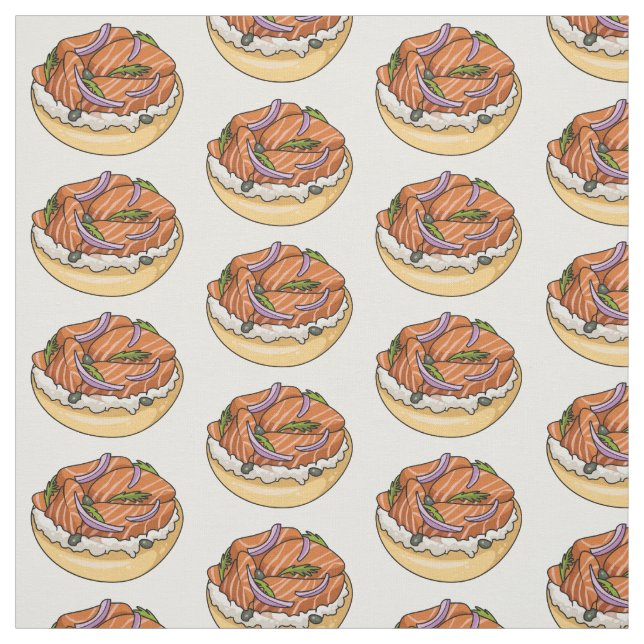 Lachsbagel-Cartoon Stoff (Muster)