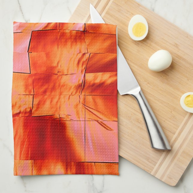 Lachsfarbe in Mosaikstruktur weich geschnitzt Geschirrtuch (Viertel Falte)