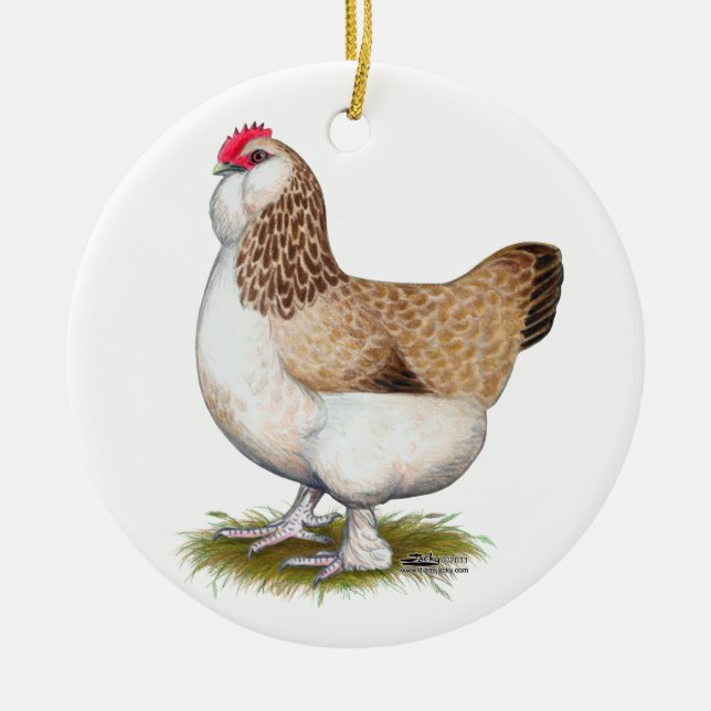 LachsFaverolle Henne Keramik Ornament (Vorne)