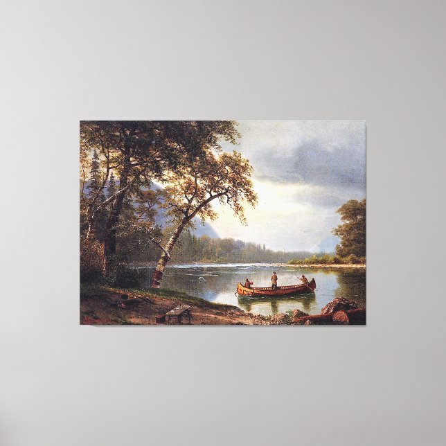 Lachsfischerei auf dem Cascapediac Albert Bierstad Leinwanddruck (Vorderseite)
